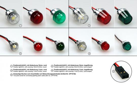 Positionslicht/ACL mit Abdeckung 11mm/warmweiss 