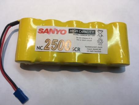 Sanyo NC2500SCR 5 Zellen Stange 6Volt 2500nAh 