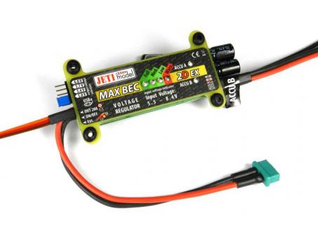 JETI MaxBec2D Plus EX 5-6V/20A mit Magnetschalter, geeignet für RC-Switch 