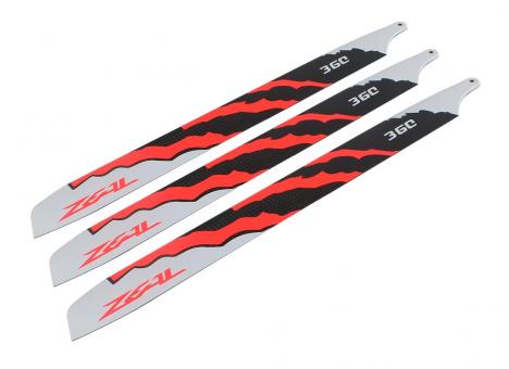 ZEAL ENERGY 3-Blade Carbon Fiber Main Blades 360mm (Neon Orange) 