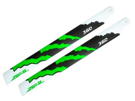 ZEAL Carbon Fiber main blades 360mm Energy Green 